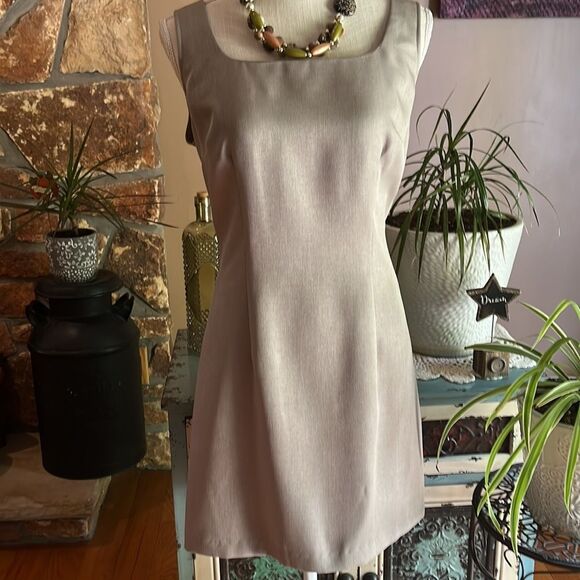 Nwt Vintage 90s City Triangles Tan Sleeveless Dress With Matching Jacket Size 11 - Picture 9 of 15